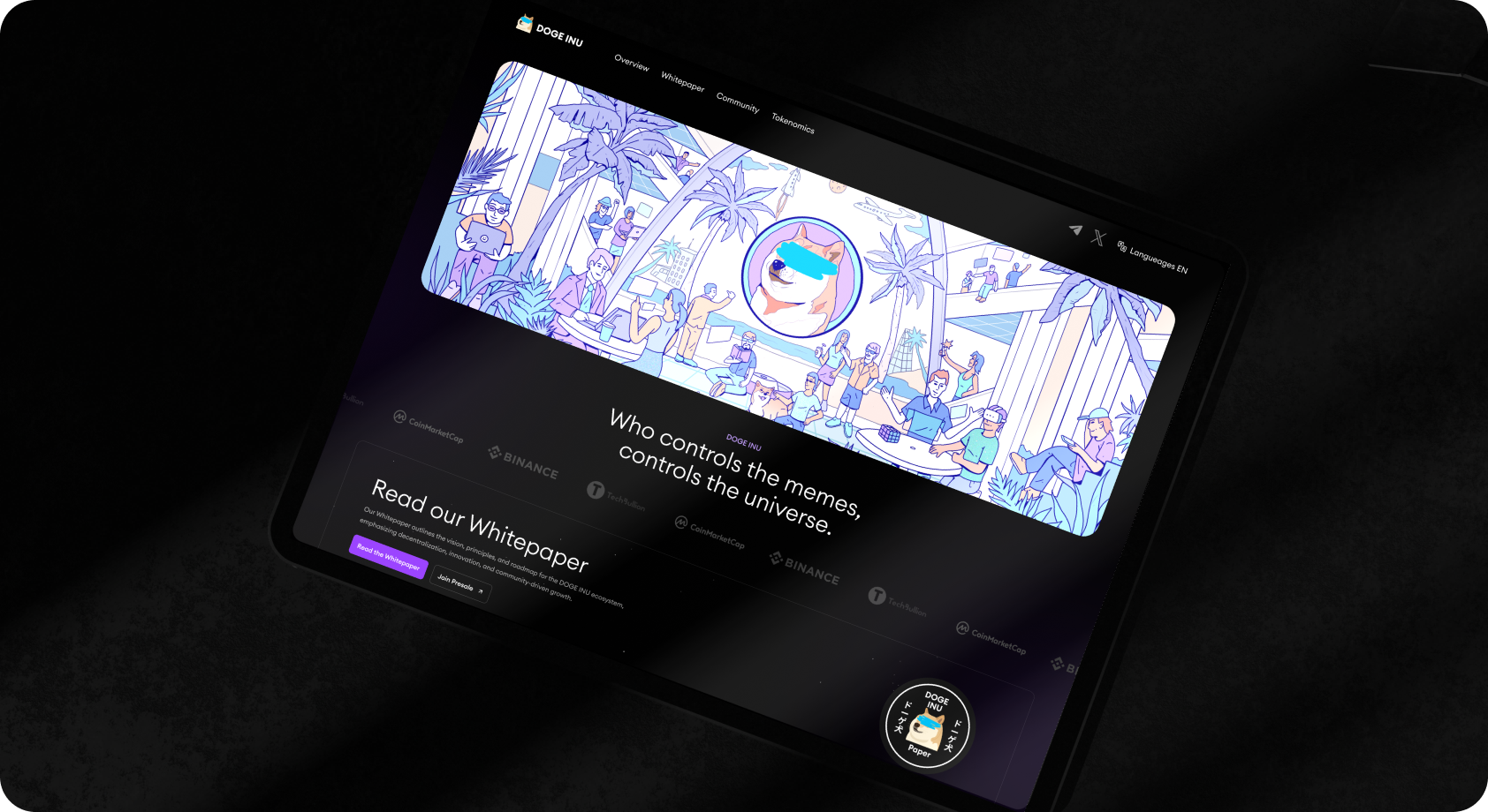 DOGE INU — дизайн платформы мем-коина