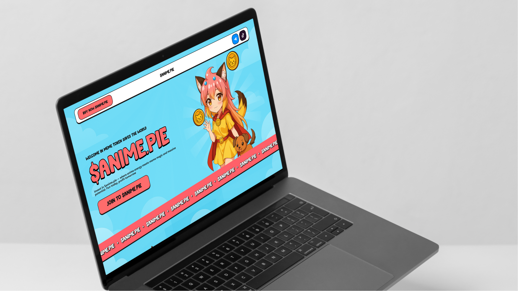 ANIME.PIE — дизайн мем-коин лендинга